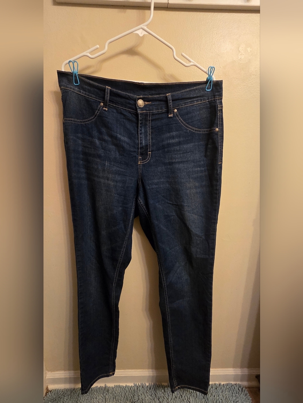 Lane Bryant Dark Wash Skinny Jeans Size 16 Average Blue Faux Front Pockets
